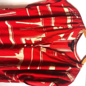 Split neck large long sleeve top